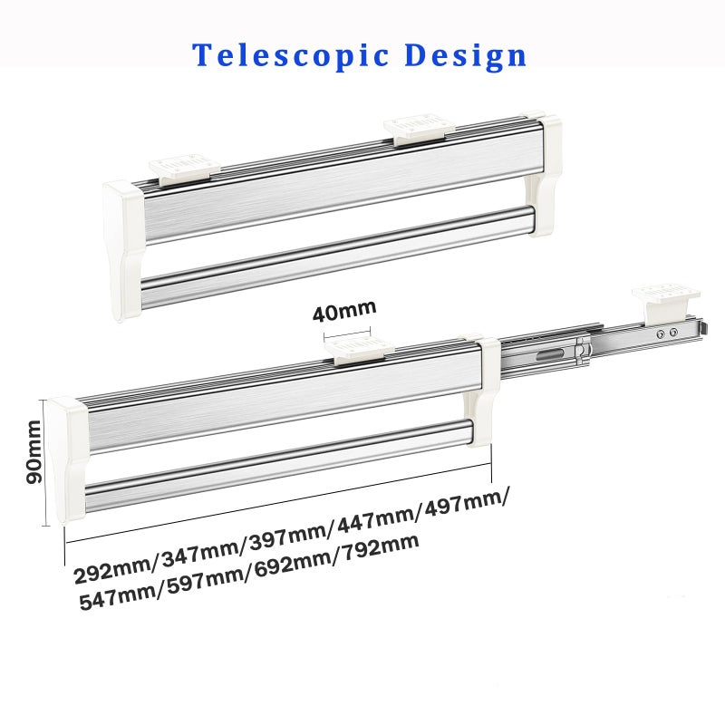 MAFAGE Pull Out Clothes Hanger Rod Adjustable Wardrobe Clothing Rail Hanger Rack Bar for Pants Clothes Stainless Steel (447mm/17.6inch) - Image 4